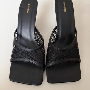 PrettyLittleThing Black Mesh Heels